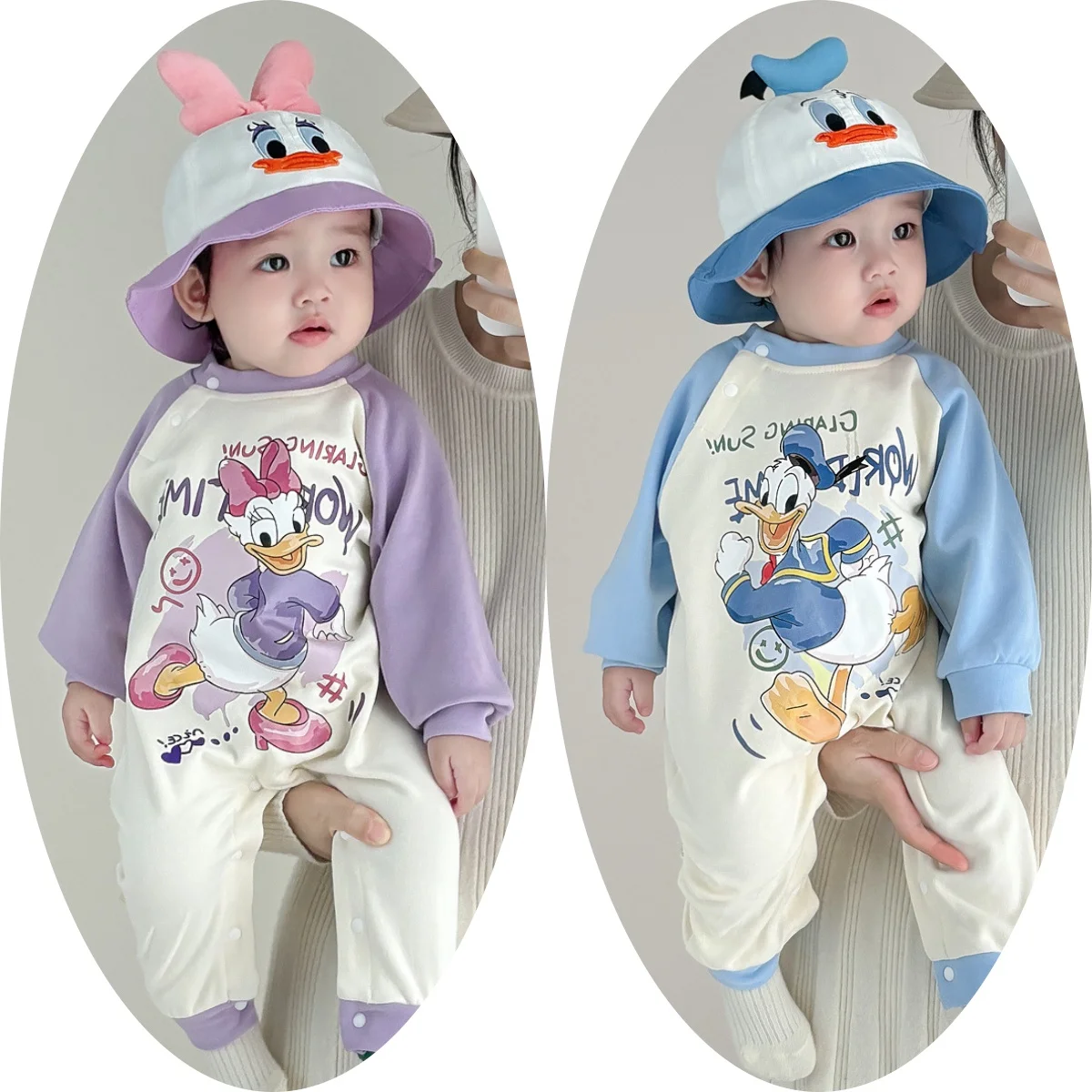 

2024 Disney Cartoon Newborn Infant Baby Boys Girls Romper Playsuit Overalls Cotton Long Sleeve Baby Jumpsuit Newborn Clothes