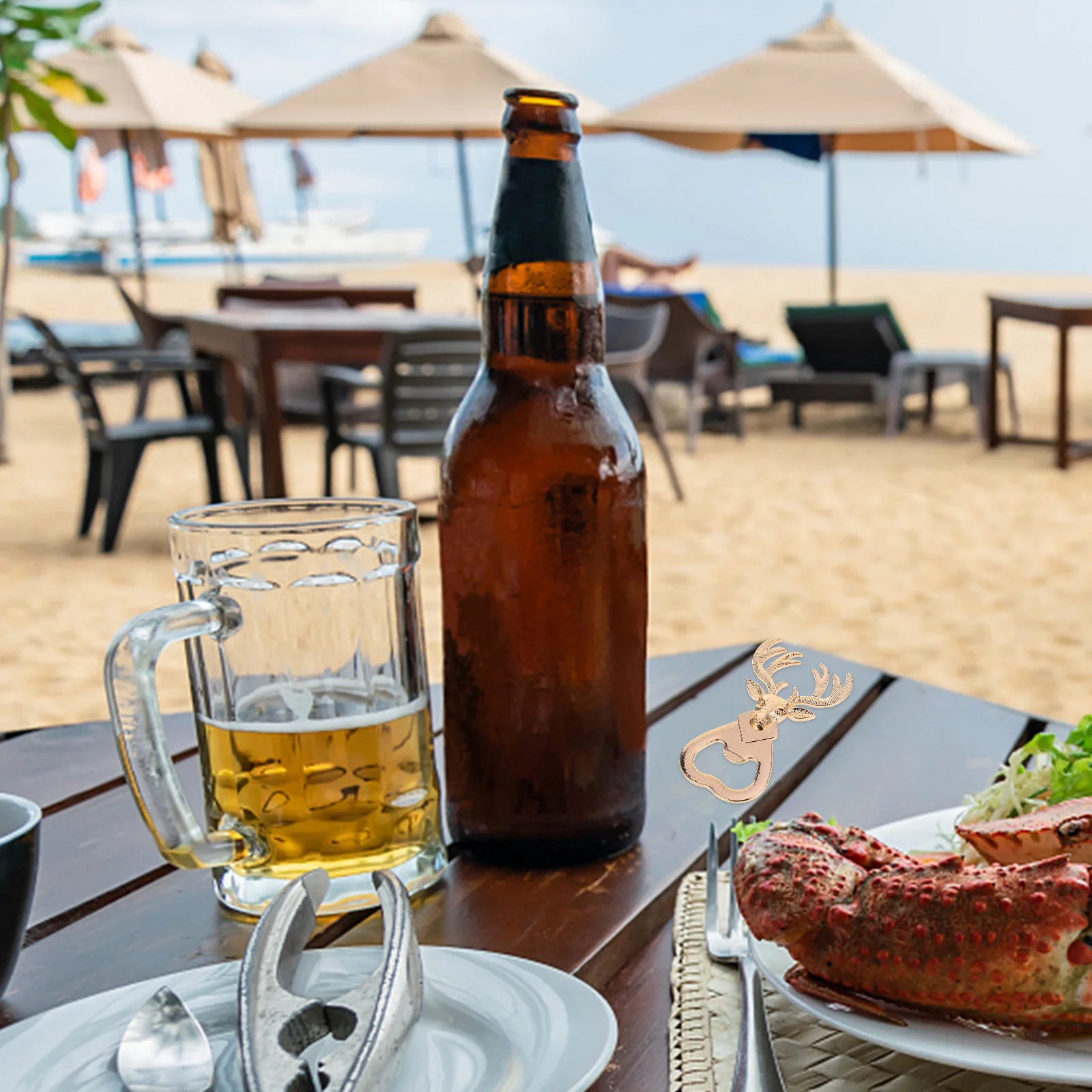 

2Pcs Deer Bottle Opener Stainless Steel Xmas Party Supply Creative Lid Remover Deer Bottle Opener Christmas Lid Remover