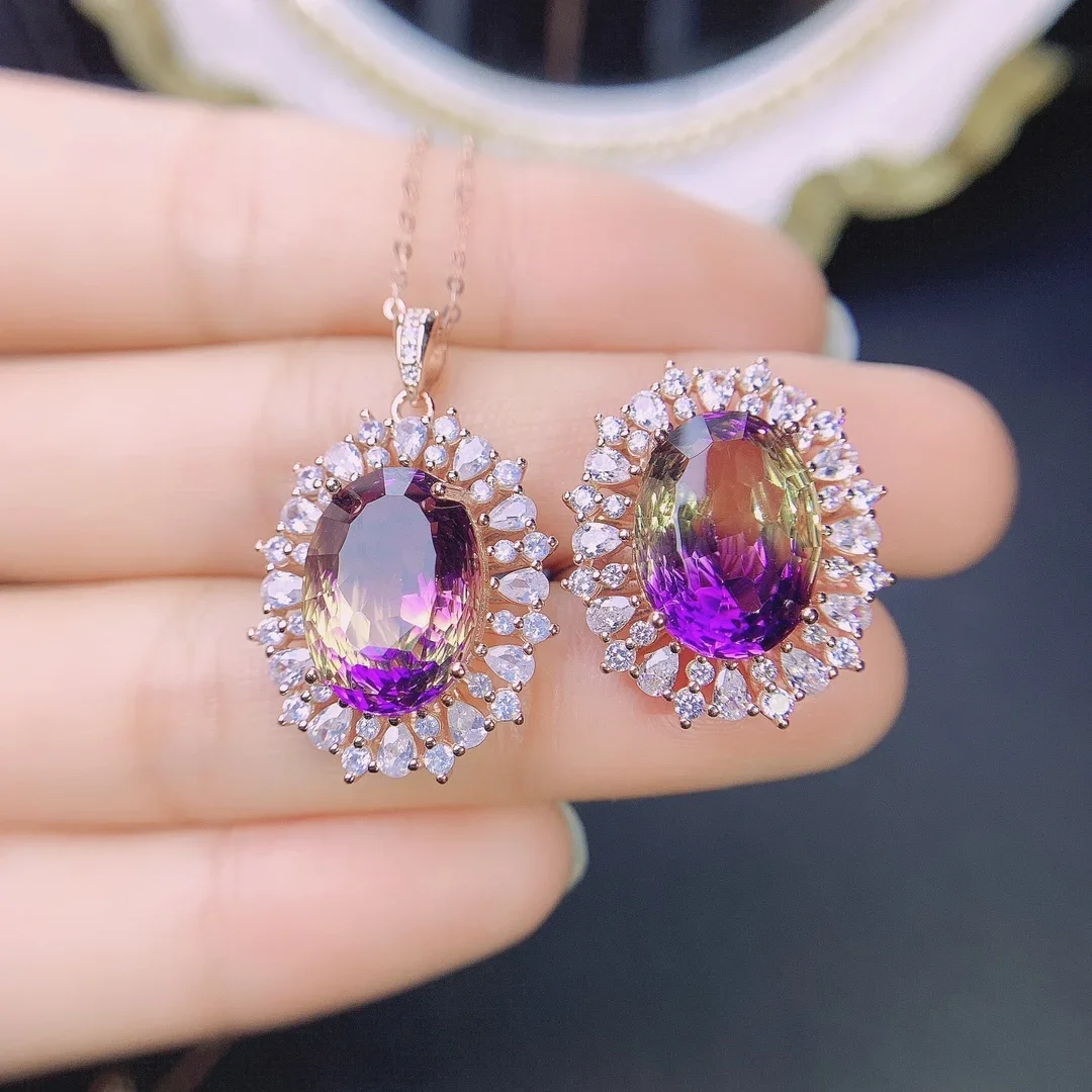 

Women's Sterling Silver 925 Jewelry Wholesale Elegant women's amethyst Jewelry Set with free shipping Christmas gift boutique