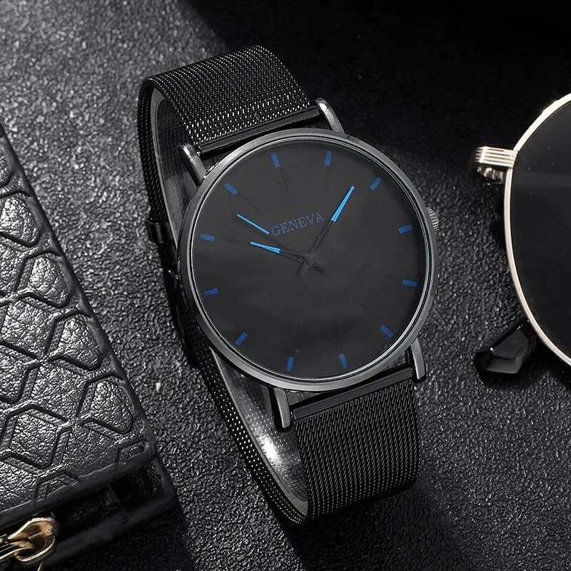 Mens Fashion Minimalist Watches Men Business Casual Quartz Watch Simple Male Stainless Steel Mesh Band Clock Reloj Hombre