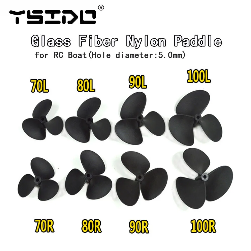 YSIDO 70mm 80mm 90mm 100mm CW/CCW 5.0mm Three Blades Paddle Propeller for RC Boat Simulated Ship Underwater Drone