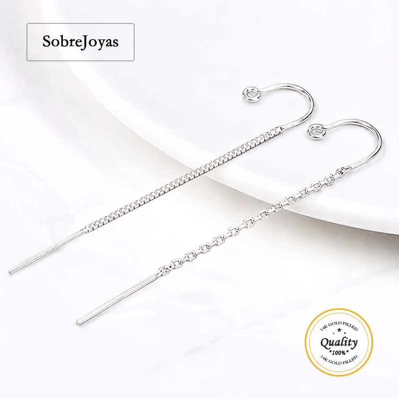 925 Sterling Silver U-Threader Ear Components with Ring Loop DC Cable Chain Box Chain Jewelry Making