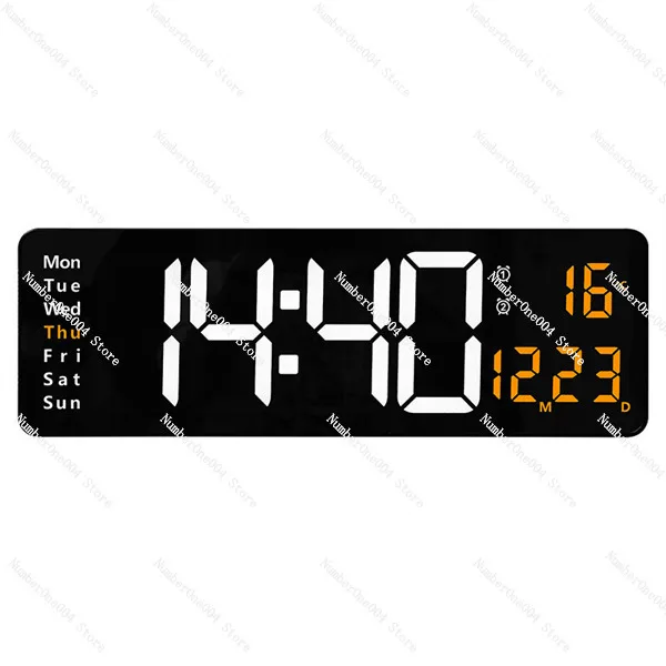 

16" Large LED Digital Wall Clock - Nordic Style with Remote Control, Silent Sweep, Night Light & Optional Hygrometer