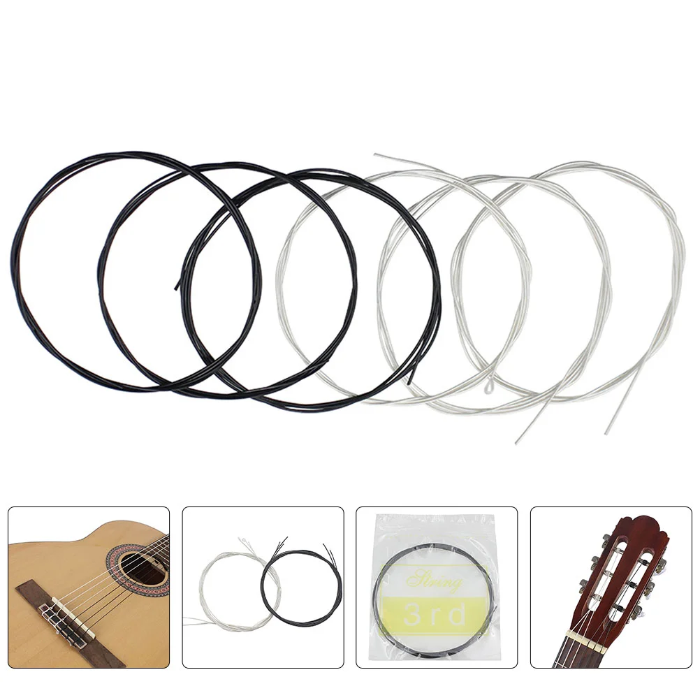 6 Pcs Guitar Cord Classical Strings C103 Black and White Nylon Light Accessories