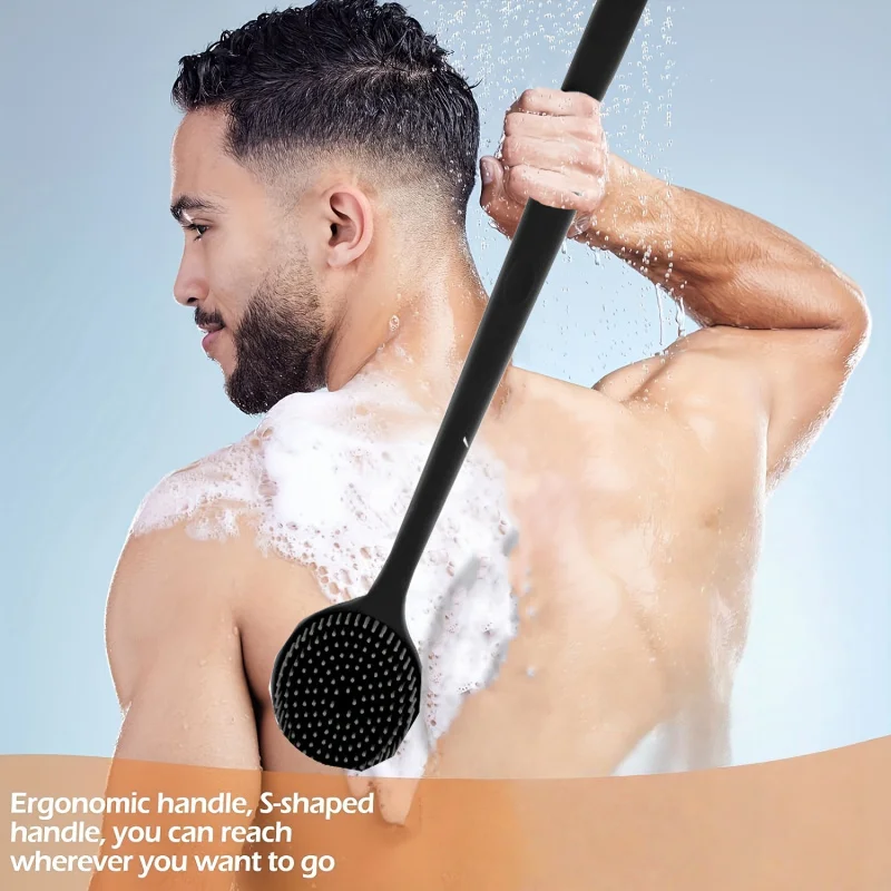 1피스 목욕 브러시 세트 미끄럼 방지 손잡이가 있는 부드러운 실리콘 목욕 브러시, 세척 및 헹굼이 용이하며 목욕 중 사용하기에 완벽합니다.