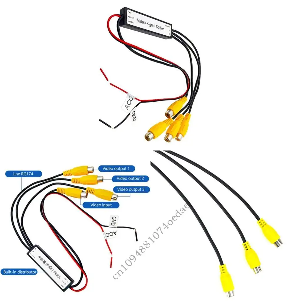 Video Splitter 1 Input 3 Output Video Amplifier Splitter For Car Entertainment Systems Enduring