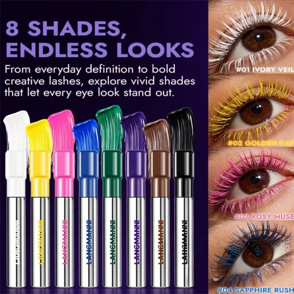 Big Brush Silk Fiber Mascara Ultra-Fine Brush Fast Dry Colorful Mascara Lengthen Eyelashes Curling Mascara Makeup Application