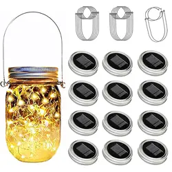 Solar powered Mason Jar Lid Insert fairy string vine Led Lantern lights Patio Garden Bottle Porch night Wedding Party Decoration