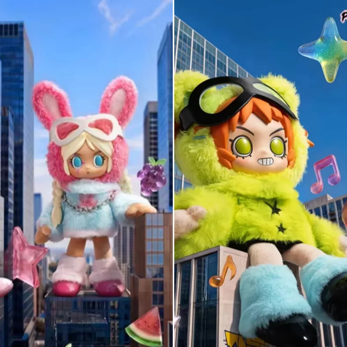 

POP MART Peach Riot Fruit Punch Series Plush Pendant Trendy Mystery Box Anime Action Figure Blind Box Toys Model Ornament Dolls