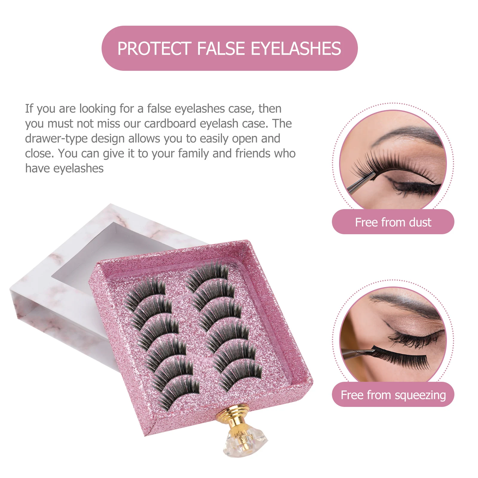 

Square Eyelash Box Portable Paper Lash Case Glitter Organizer False Lash Storage Travel Party Gift For Women Empty Pull Out Case