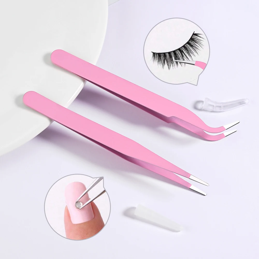 1/2 Stuks Macarons Wimper/Nail Art Pincet 12 Cm Rvs Nagel Pincet 1 * Set Pick Up Stickers & Strass Manicure Pincet