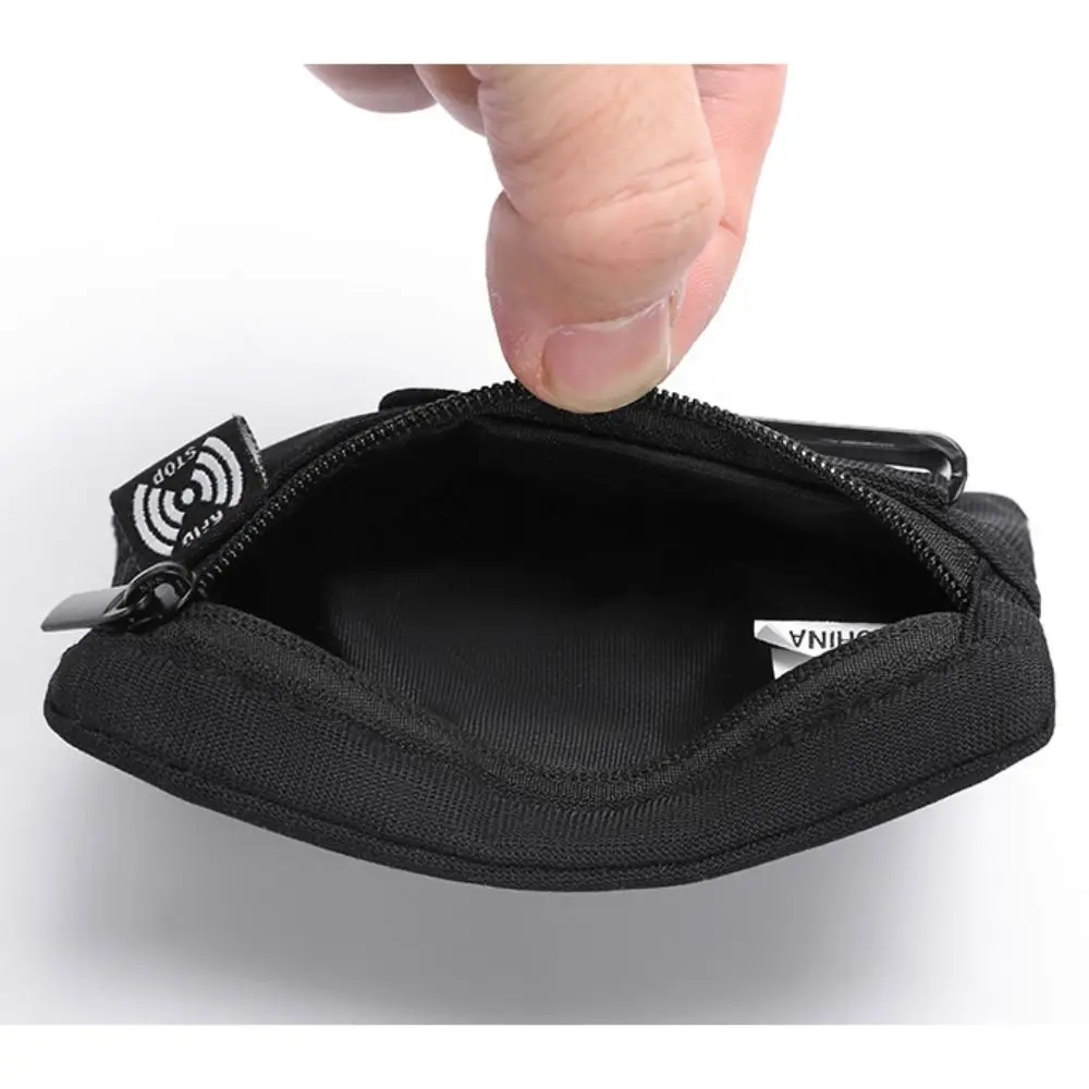 กระเป๋าใส่เหรียญขนาดเล็กทำจากโพลีเอสเตอร์ทนทาน 7 สี พร้อมซิปและคลิปหนีบเข็มขัด ป้องกัน RFID กระเป๋าใส่เงินแบบไม่ถัก สำหรับผู้ชายและผู้หญิง