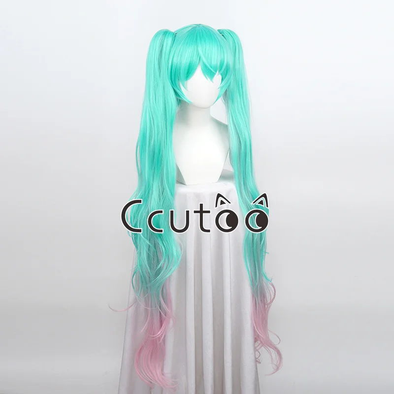 Magical Mirai Miku 120cm Long Wavy Anime Cosplay Wigs Fiber Heat Resistant Synthetic Hair + Wig Cap