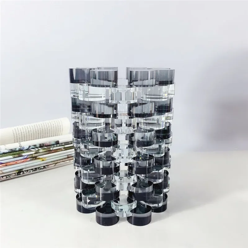 Modern Irregular Crystal Glass Vase Transparent Flower Holder For Living Room TV Cabinet Dried Floral Arrangement Home Decor