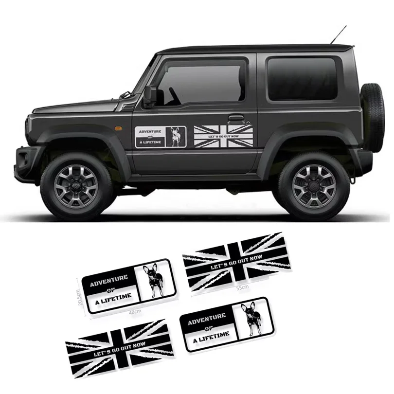 Off-Road Outdoor Adventure of a Lifetime Sticker Go Out Decal England Flag Graphics Vinyl Matte Blackout for Suzuki Jimny