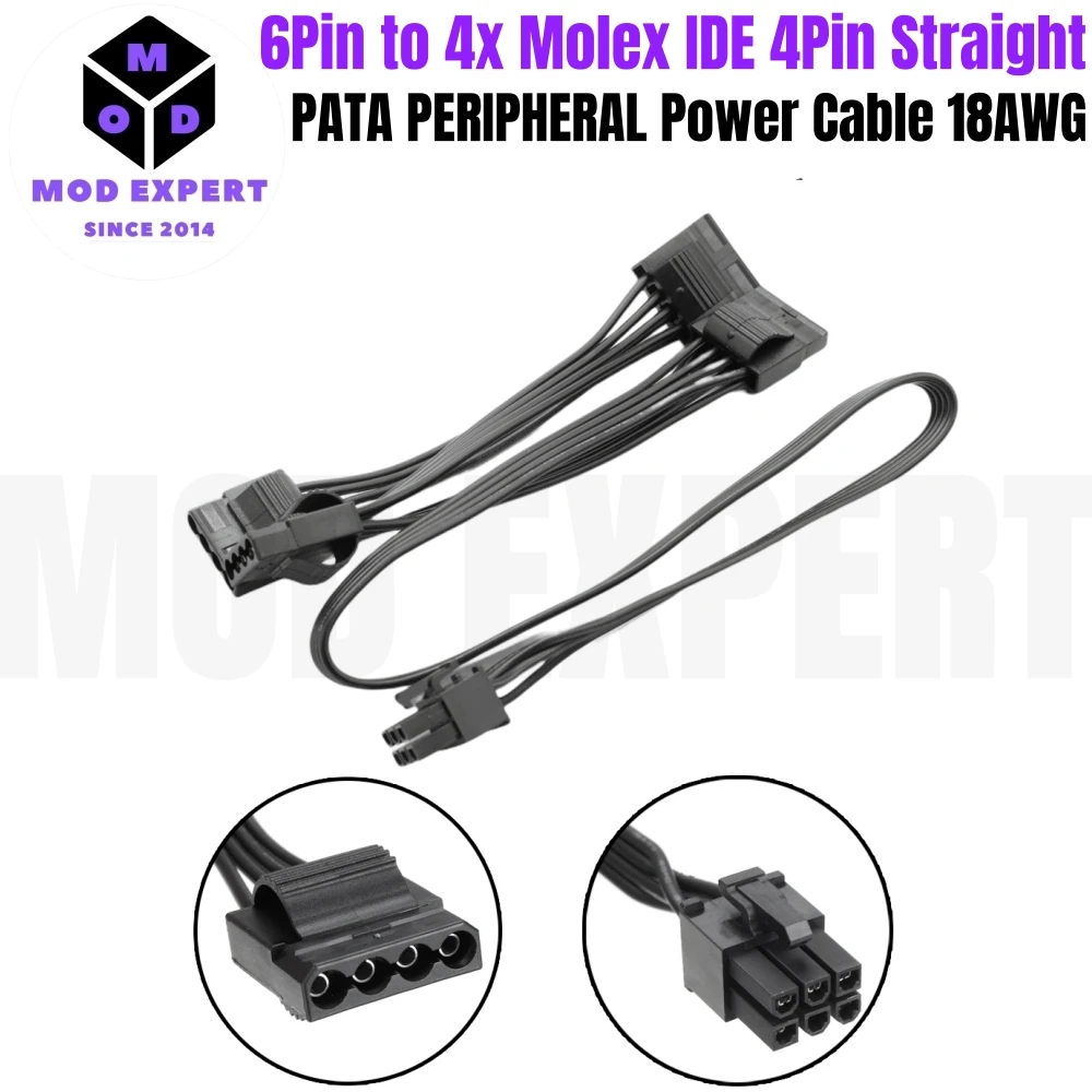 

6Pin to 4x Molex IDE 4Pin Peripheral Power Cable for Corsair CS850M, CS750M, CS650M, CS550M, CS450M CS-M Type 3 Modular Powers