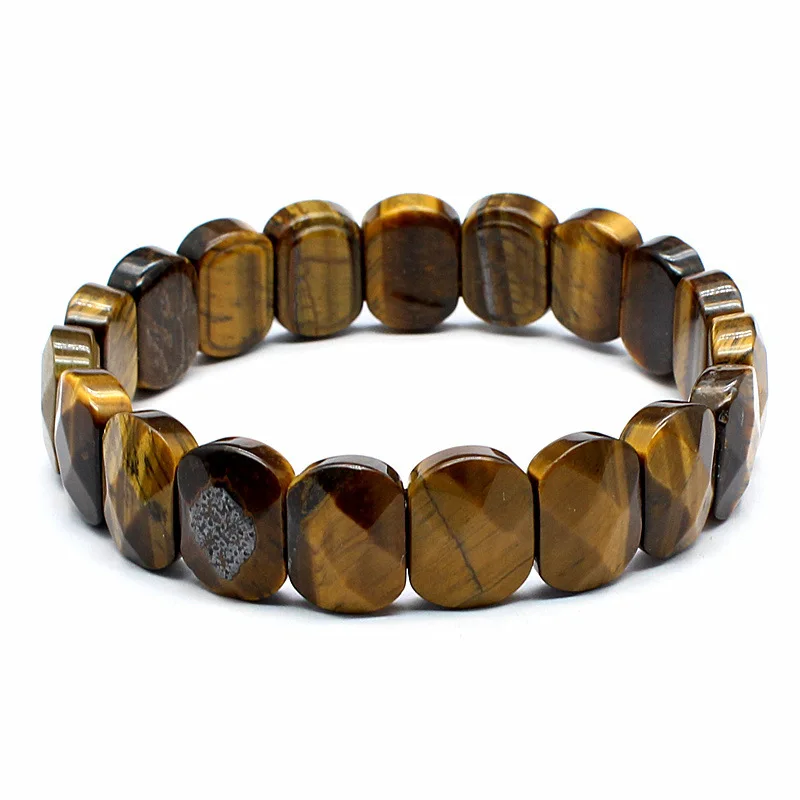 1pc Naturstein Quadrat Perlen Strang Armband Amethyst Rosenquarz Healing Kristall Armreif Schmuck für Frauen Männer Geschenk – Detail 8