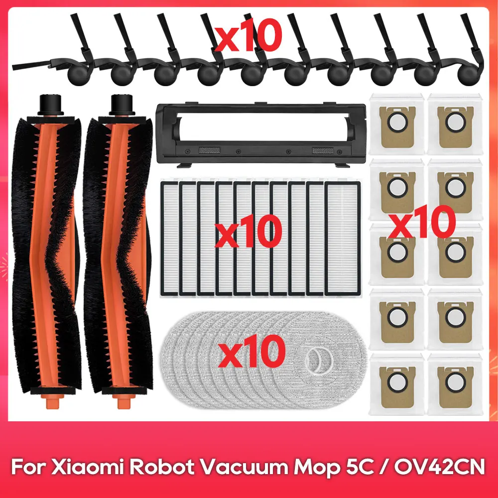Accesorios para (Xiaomi Robot Vacuum Mop 5C / OV42CN / H50 / H50 Pro): Cubierta de cepillo, cepillo principal, cepillo lateral, filtro, bolsa para polvo, accesorio de repuesto.