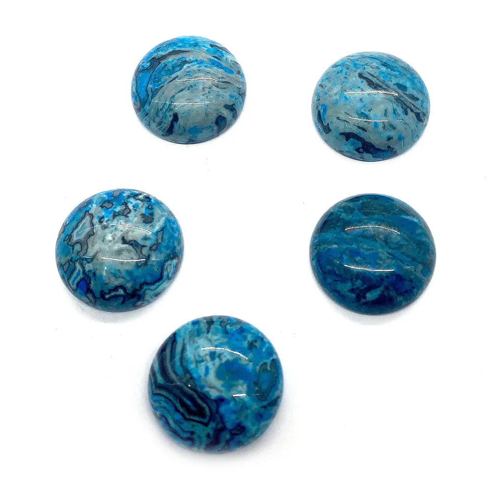 

Natural Stone Beads Blue Crazy Agate Round Non Porous Polished Loose Beads for DIY Necklace Ring Making Gemstone Accessories
