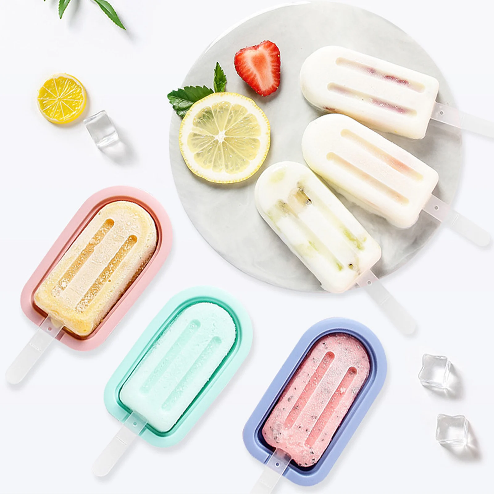 

8pcs Ice Cream Mold Small Tray Leak Proof Silicone Maker Popsicle Jelly Molds Summer Cooling Tool Chocolate Candy