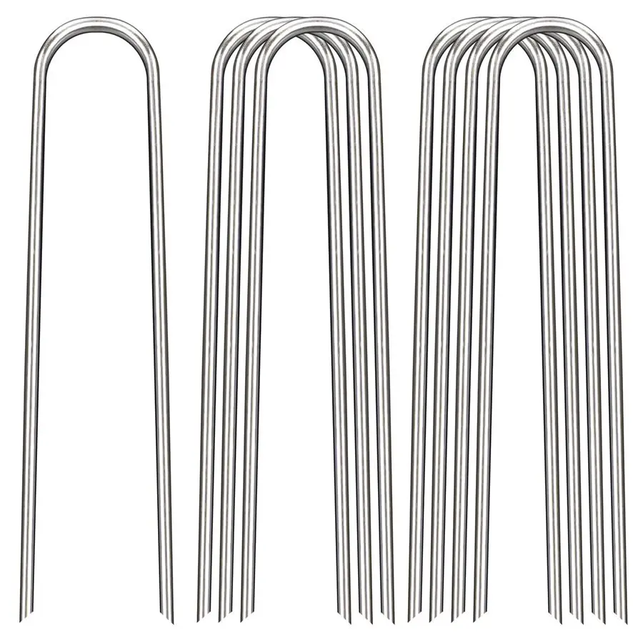 

Скобы для ландшафтных работ, оцинкованные садовые колышки (12, 25, 50, 100 штук в упаковке), сверхпрочные U-образные колышки для фиксации грунта и борьбы с сорняками, толщина 8 гауг.