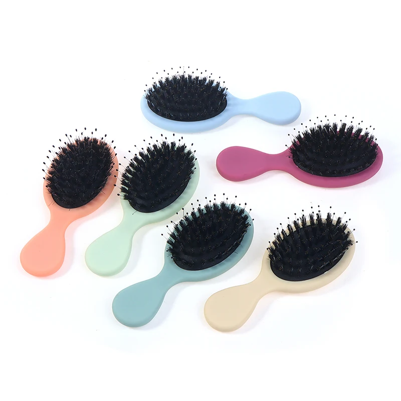 1PC Oval Boar Bristle & Nylon Hair Comb Mini Anti-static Hair Scalp Massage Comb Hairbrush Salon Hair Care Brush Styling Tool