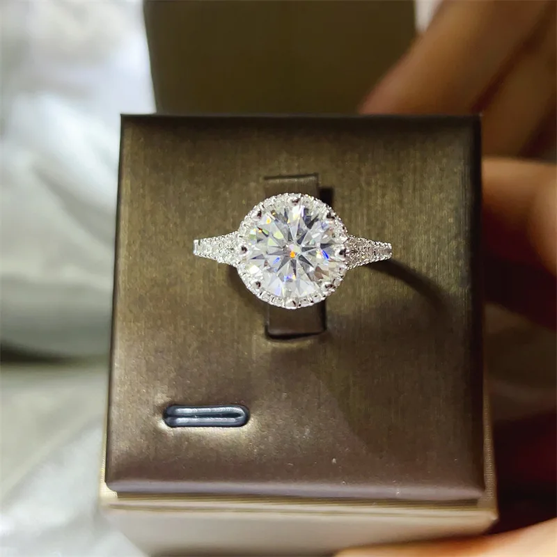 

Minimalist Moissanite PT950 Platinum 3 Carat Classic Round Bag Ring for Women,stylish and durable jewelry for all matching style