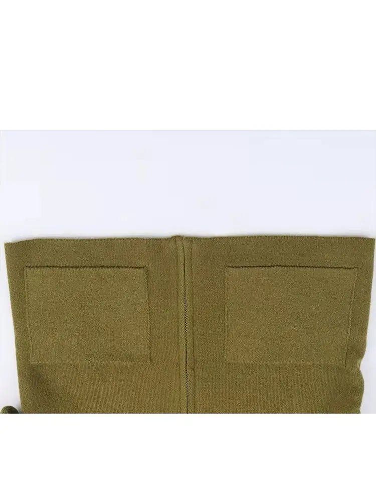 

HH Women Fashion Knitted Long Sleeve Jacket Women Autumn High Street Casual Pockets Zipper Solid Turn-down Collar Sweater