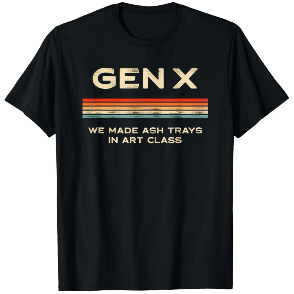 LocalMen's Funny Gen X Retro Graphic T-Shirt GENX Vintage Design Classroom Tray Quote Soft Breathable Cotton Tee