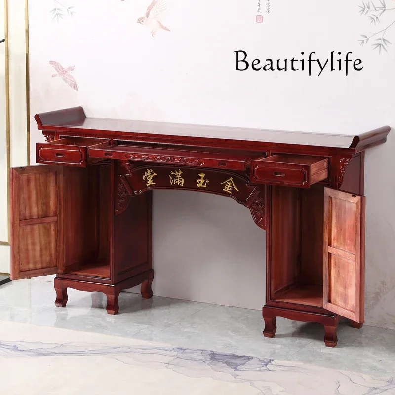 

Chinese-Style Solid Wood Altar Incense Fire Table Home Rural Worship Table Simple Carved Buddha Worship Table