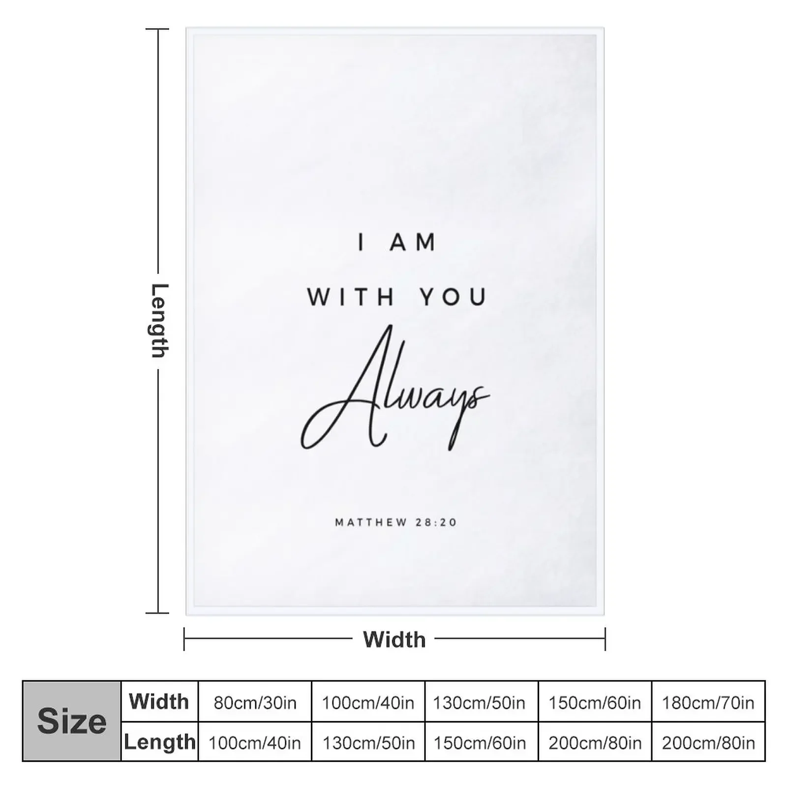 Bible Verse Wall Art Matthew 28 20 I Am With You Always Scripture Quote Print Christian Wall Art Decor Nursery Dec Throw Blanket