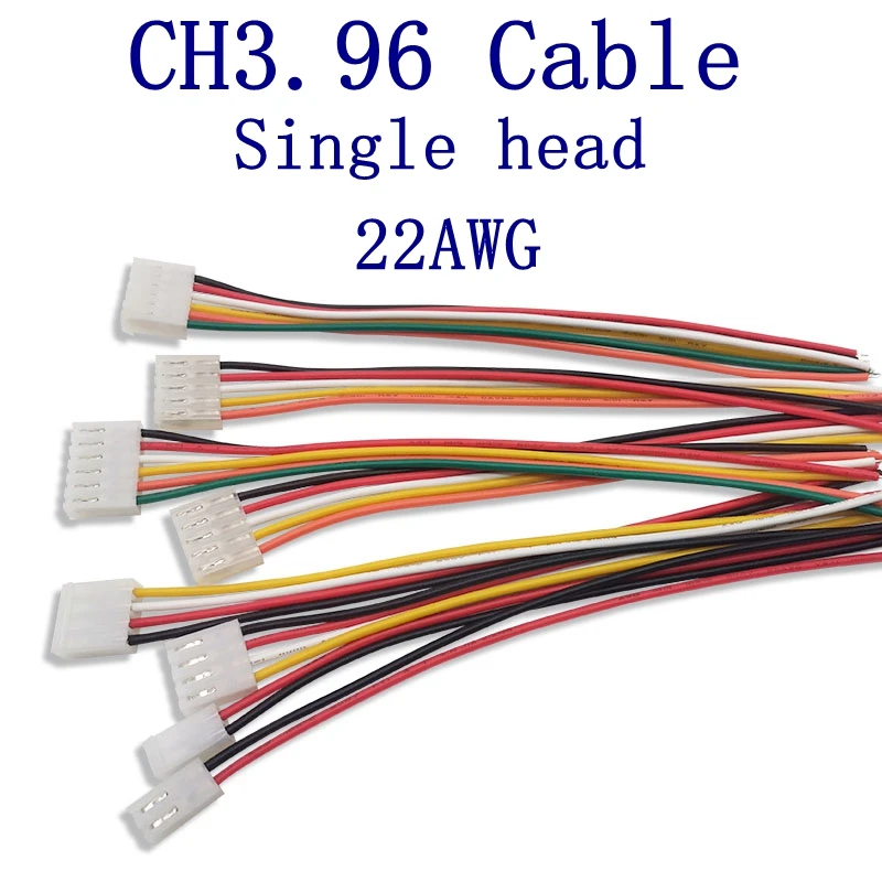 10PCS/LOT CH 3.96 CH3.96mm Cable Tinned Copper Wire 2P3P4P5P6P Single Head Color Electronic Connection Wire 22AWG CH3.96 Pitch