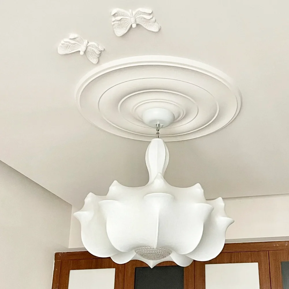 French PU lamp panel round ceiling shape decoration European imitation plaster chandelier base mosaic combination lamp pool