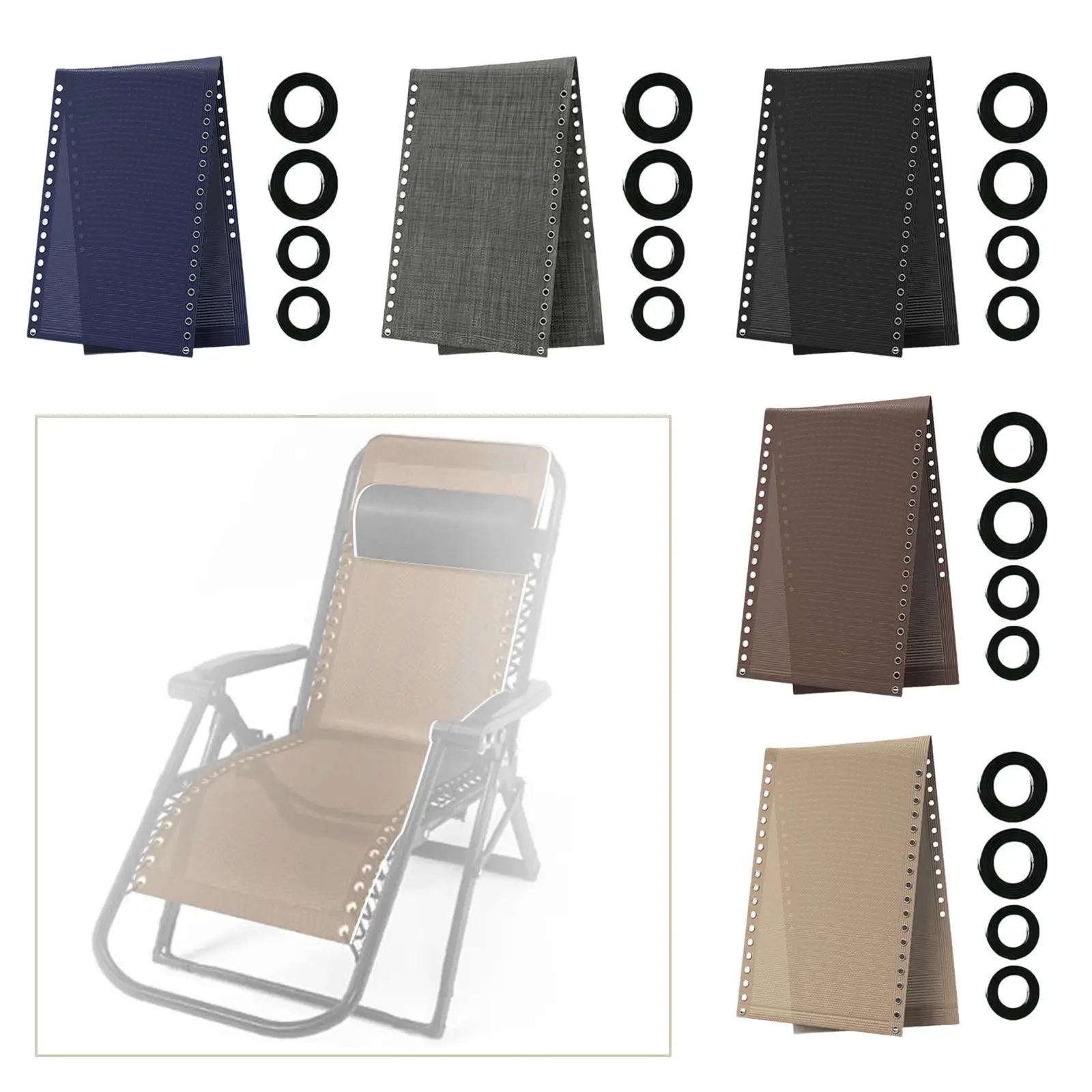 

Chair Replacement Fabric Patio Sling Chair Accessories with 4 Replacement Cord Sturdy Breathable Folding Lounge Repair Cloth