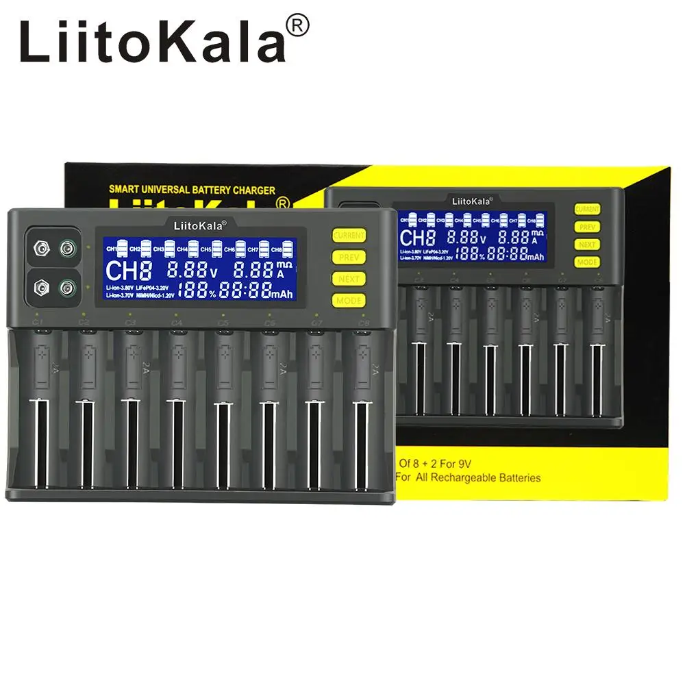 LiitoKala Lii-S8 Lii-600 M4 Lii202 Battery Charger 3.7V Li-ion NiMH 1.2V 9V Li-FePO4 3.2V IMR 3.8V for 18650 26650 21700 26700