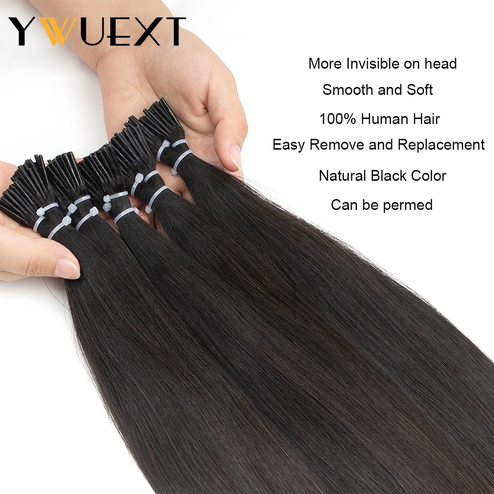 Natural Straight I Tip Hair Extension Micro links Remy Hair Extensions For Women 50 strands Per Pack 12-24 inches