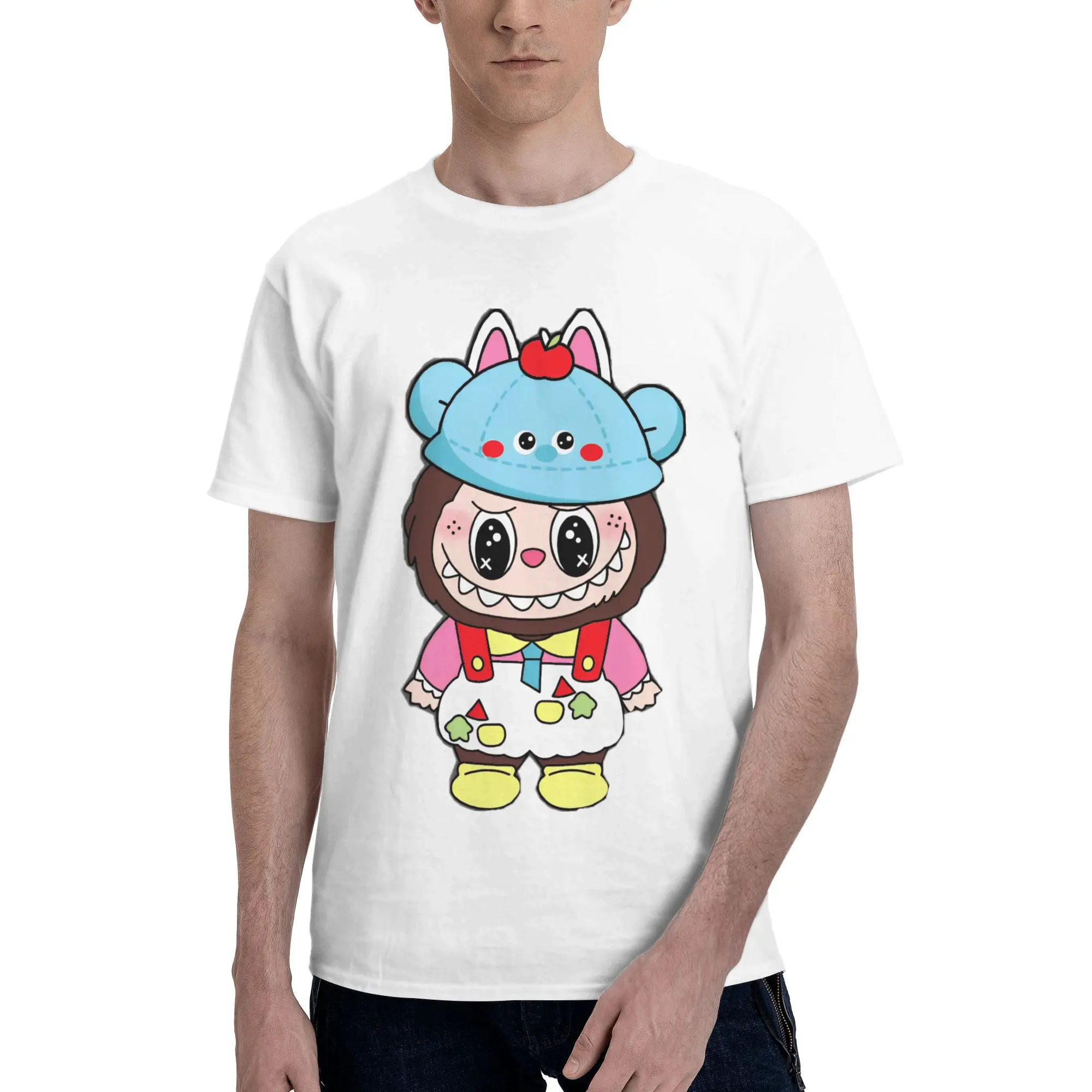 

Ropa labubu Pure Cotton T Shirt For Mens Beach Cute Cartoon Aesthetic T Shirts O Neck Harajuku Tees Big Size Wholesale Tops