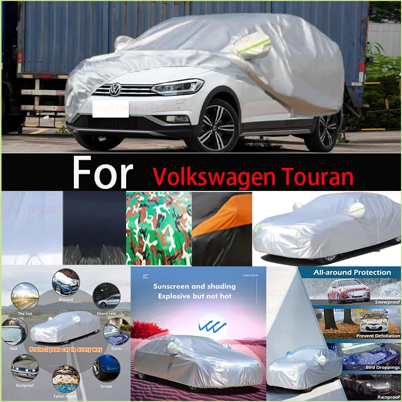 

Windproof Car Cover with Reflective Strip Auto Anti-UV Sun Rain Snow Dust Paint Protect Cover Universal for Volkswagen Touran