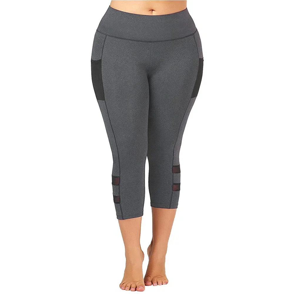 Plus Size Ladies Yoga Pants Calf Pants Casual Fitness Leggings Slim Pencil Pants Running Sportswear High Elastic Waist Leggings