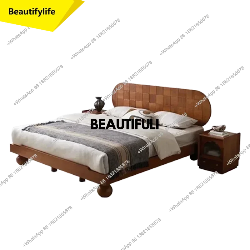 

Q181 Pretty Wood Double Bed Simple Storage Floor Low Safe Queen King Beds Bases Bedroom Loft Modern Cama Matrimonial Furniture H