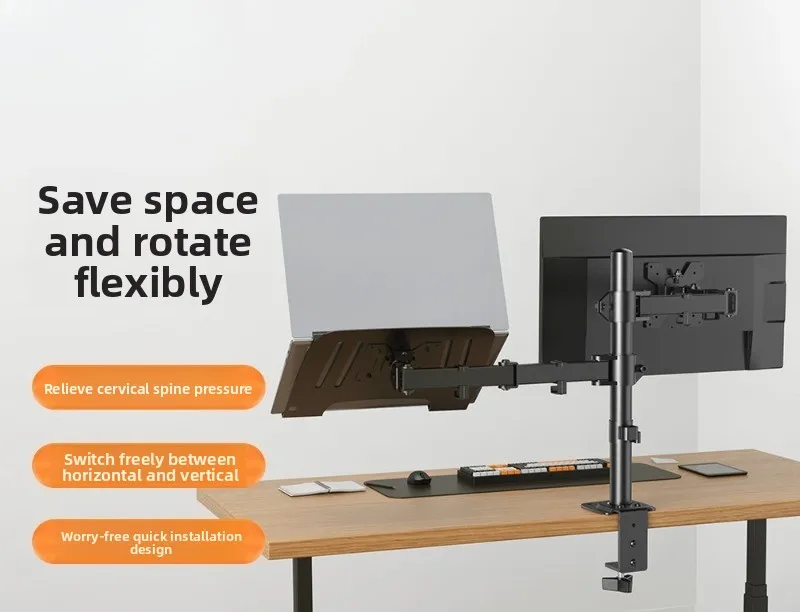 8kg Load Dual Monitor Arm Bracket, Double Screen Lifting Computer Robotic Arm, Stable Cold Rolled Steel Display Mount for Desk