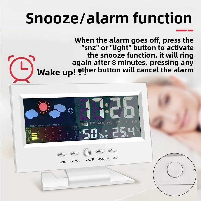 Multifunctional color screen electronic clock calendar home digital display clock temperature hygrometer living room ornaments