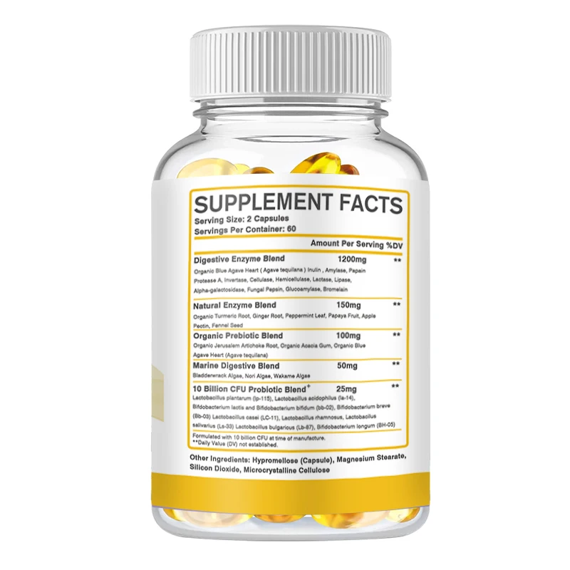 Digestive Enzyme Capsules - Nutrient Absorption, Replenishes Energy, Reduce Bloating, Support Immune, Gut and Digestion Health