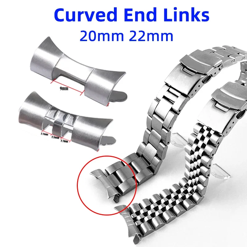 Holle Gebogen Eind Link 20Mm 22Mm Voor Seiko Skx009 Skx007 Voor Rolex Voor Jubilee Oester Horloge Band Connector Armband Adapter