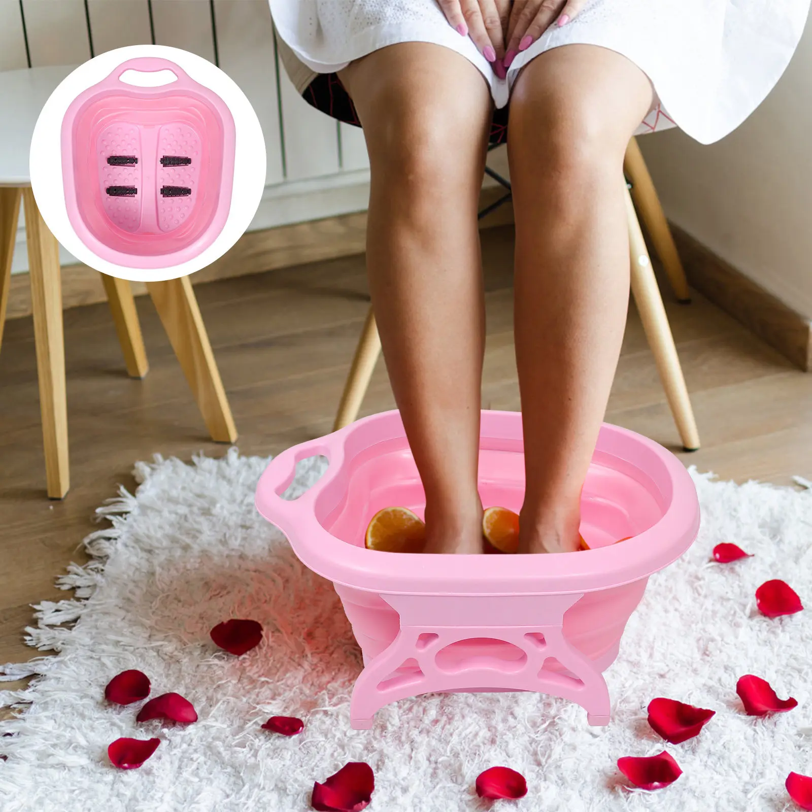 

1Pcs Portable Folding Foot Bath Basin Travel Soak Bucket Selfservice Massage Reliable Material Family Camping Use