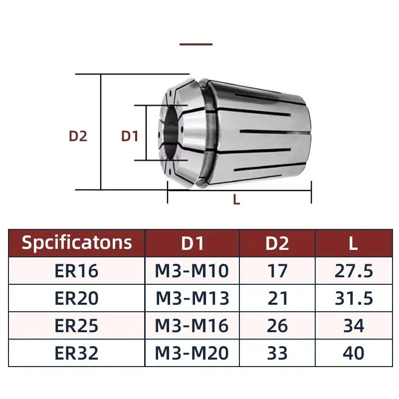 ER 4-Hole Coolant Collet Chuck (ER16/20/25/32) - 4 Cooling Holes for Machining Tool Holders