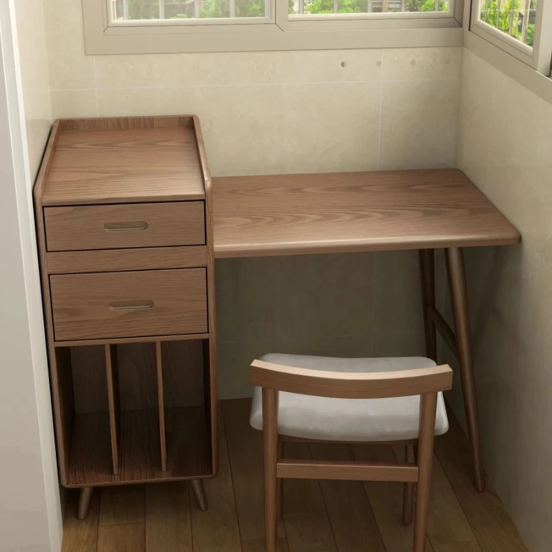 Solid wood retractable folding student study table for home bedroom or apartment
