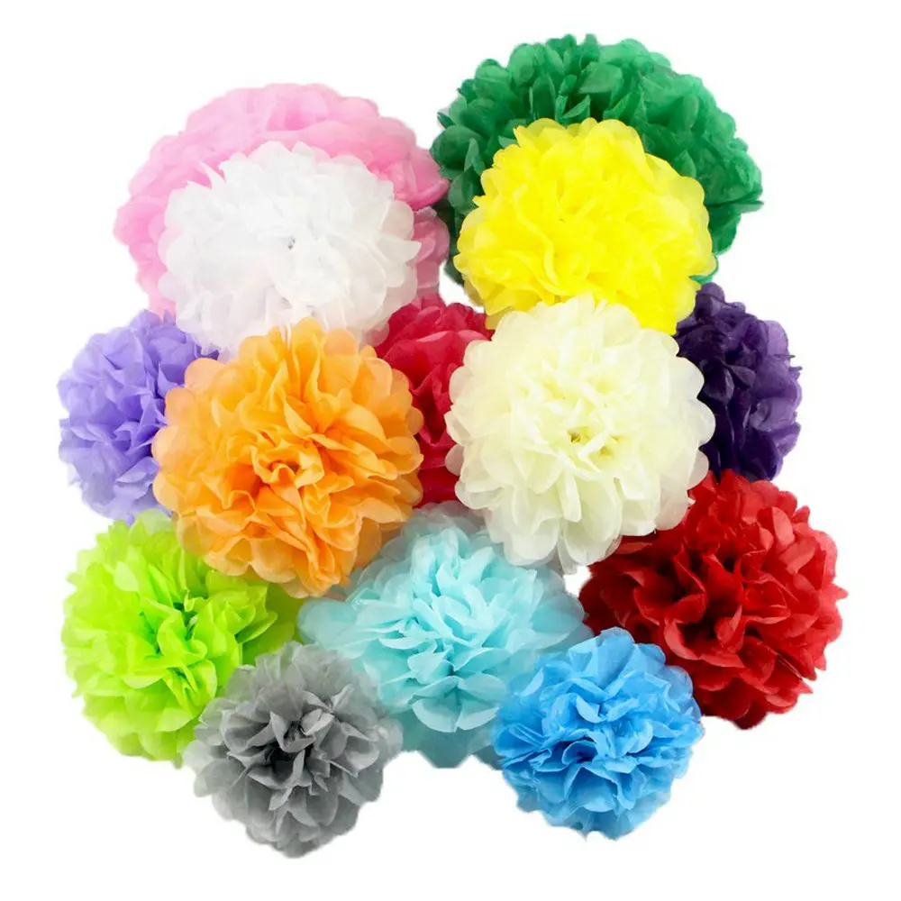 Pom Poms en papier de soie 4/6/8/10/12 pouces 1 pièce, boules de fleurs artisanales pour décoration de maison pour anniversaire et mariage