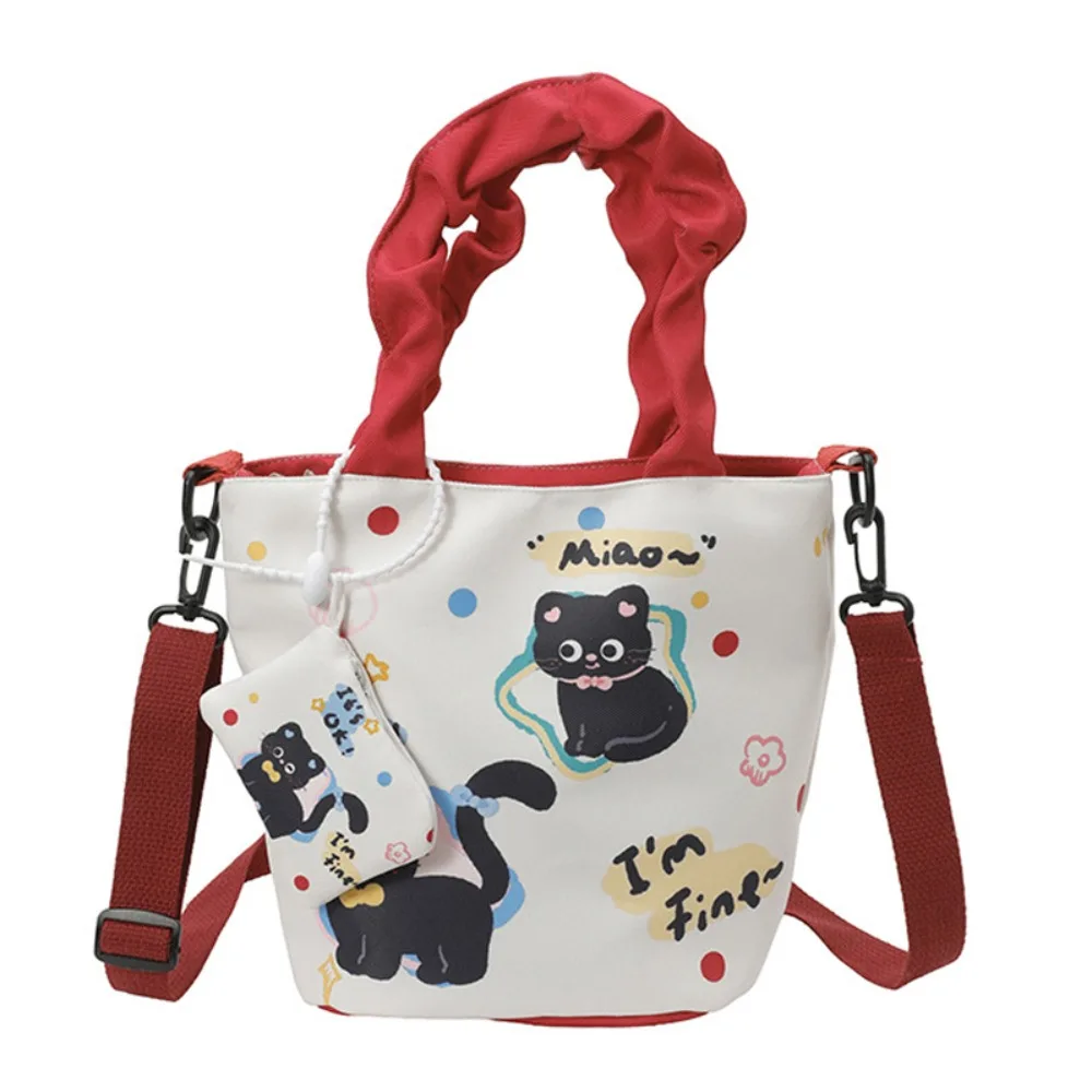 Cartoon Crossbody Bag Canvas Material Large Capacity Shoulder Bag Korean Edition Style with Small Bag Handbag For Female