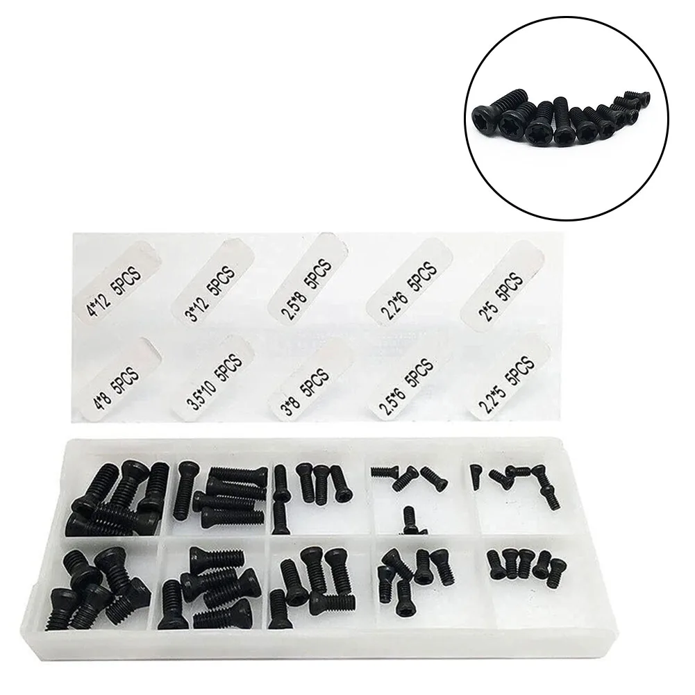 Carbide Insert Securing Screws 50pcs Pack Designed for Tool Holders in Sizes M2 M2 2 M2 5 and Compatible with For M3